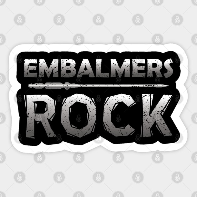 Embalmers Rock with Trocar Embalming Tool Sticker by Graveyard Gossip